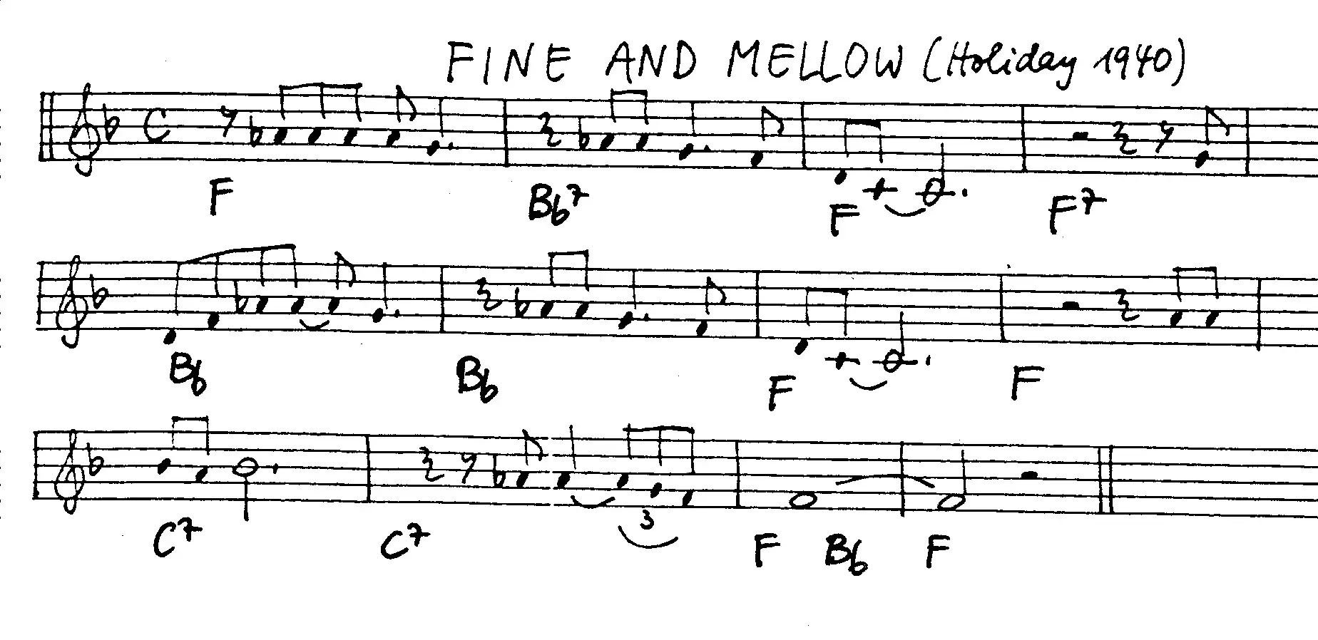 fine and mellow free jazz leadsheet - Courtesy of the Jungle Jazz Band